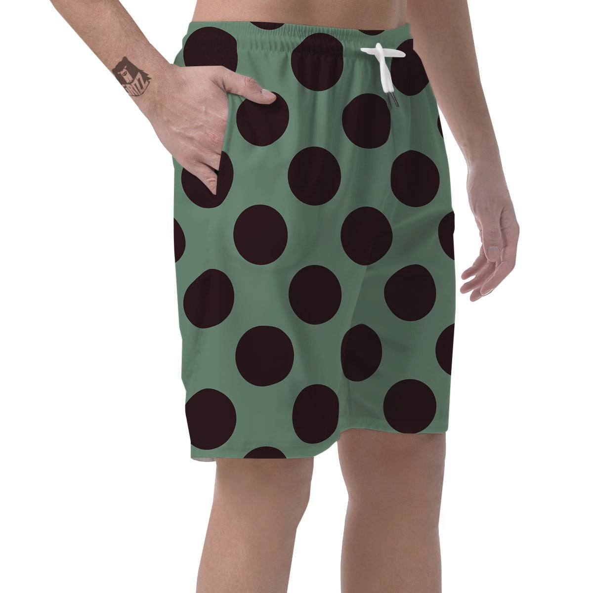 Green And Black Polka Dot Men's Shorts-grizzshop