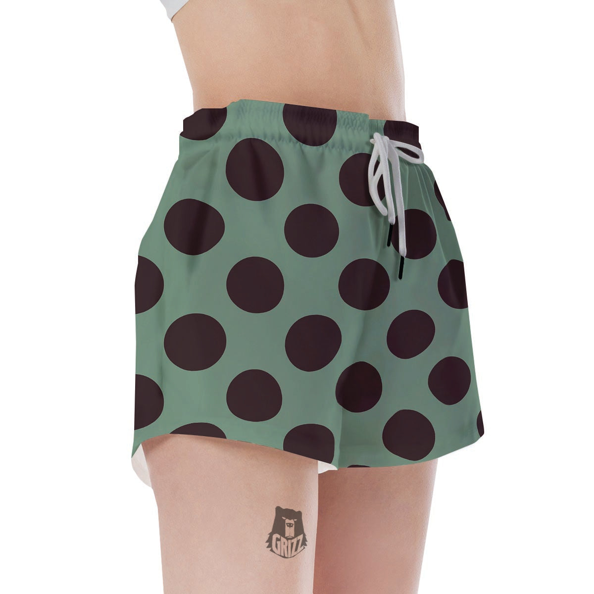 Green And Black Polka Dot Women's Shorts-grizzshop