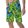 Green And Blue Butterfly Print Men's Shorts-grizzshop