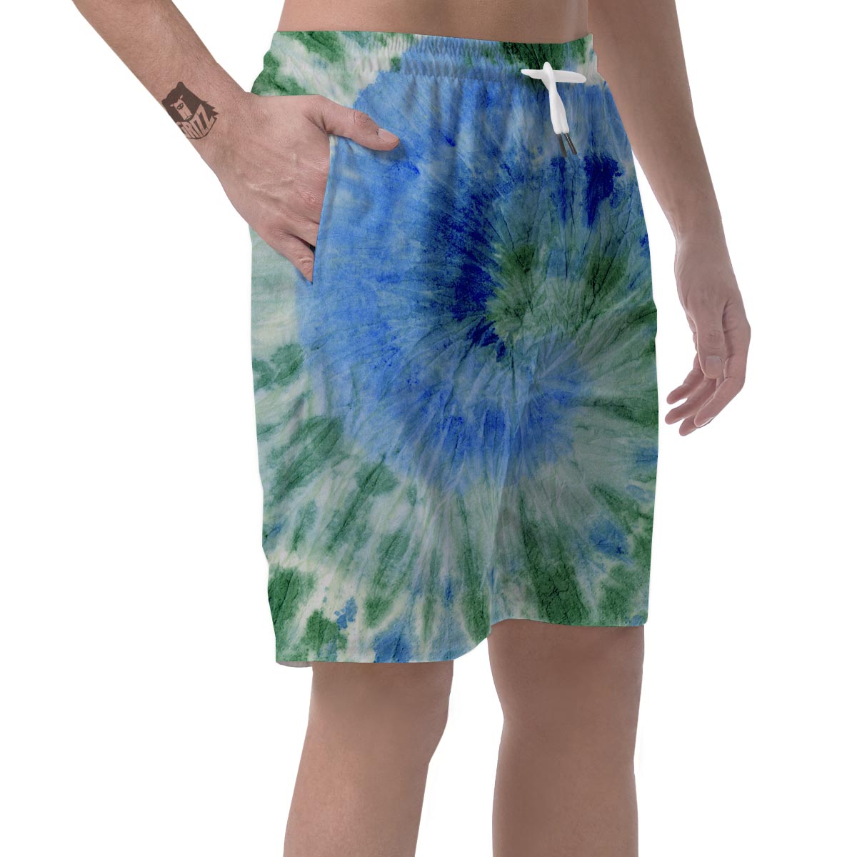 Green And Blue Tie Dye Men's Shorts-grizzshop