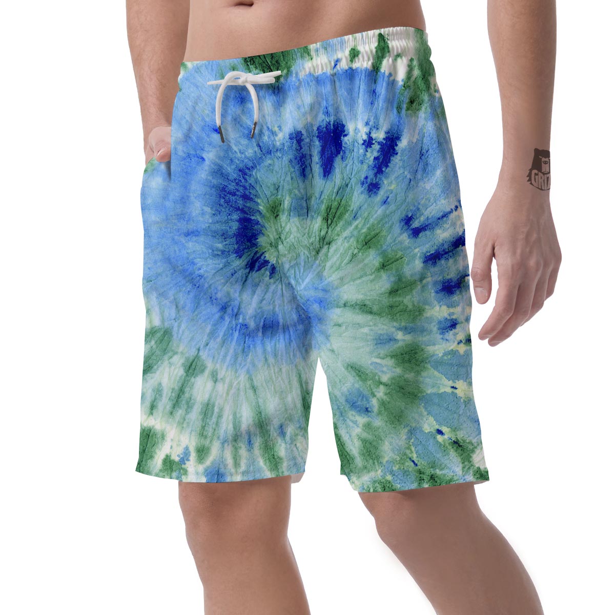 Green And Blue Tie Dye Men's Shorts-grizzshop