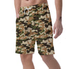 Green And Brown Camouflage Print Men's Shorts-grizzshop