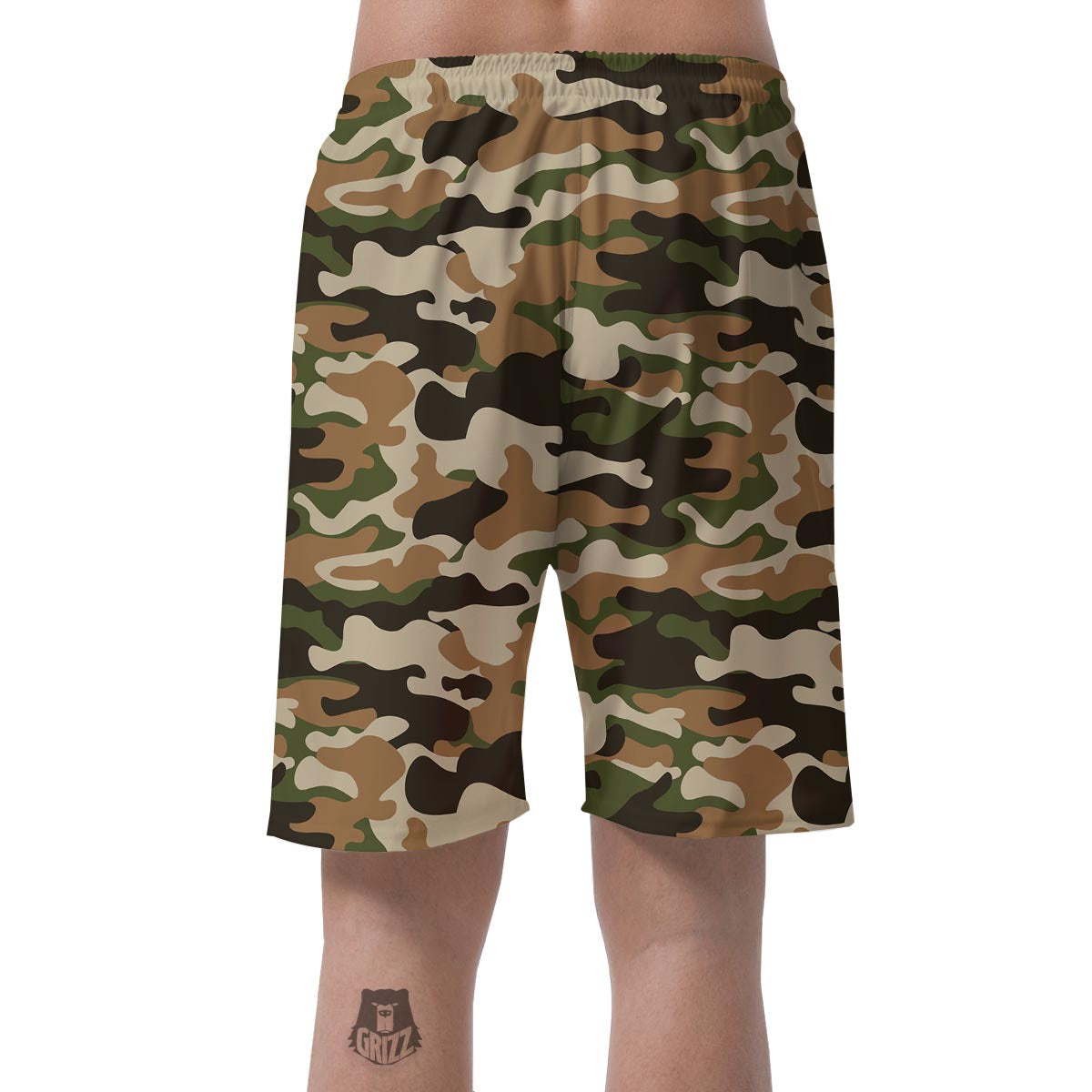 Green And Brown Camouflage Print Men's Shorts-grizzshop