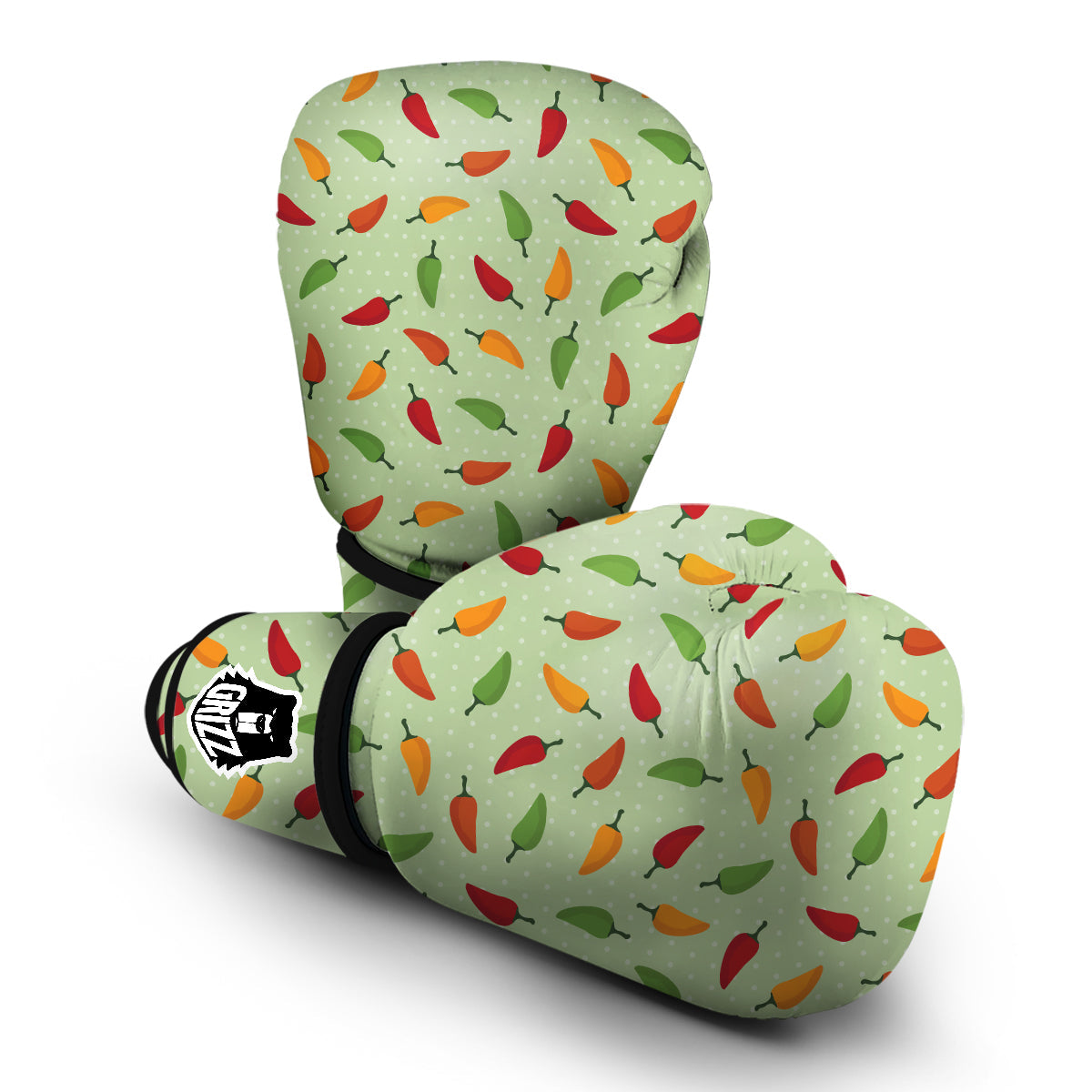 Green And Chili Pepper Print Pattern Boxing Gloves-grizzshop