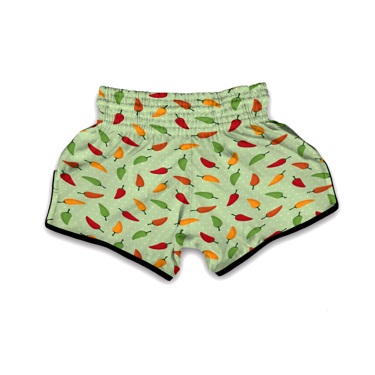 Green And Chili Pepper Print Pattern Muay Thai Boxing Shorts-grizzshop