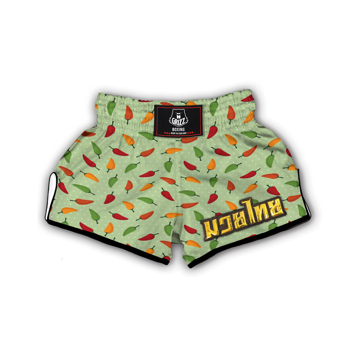 Green And Chili Pepper Print Pattern Muay Thai Boxing Shorts-grizzshop