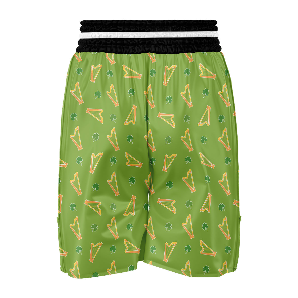 Green And Gold Harp Print Pattern Boxing Shorts-grizzshop