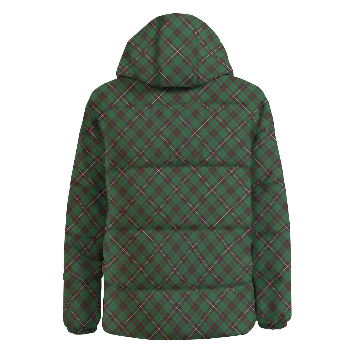Green And Red Line Plaid Print Pattern Down Jacket-grizzshop