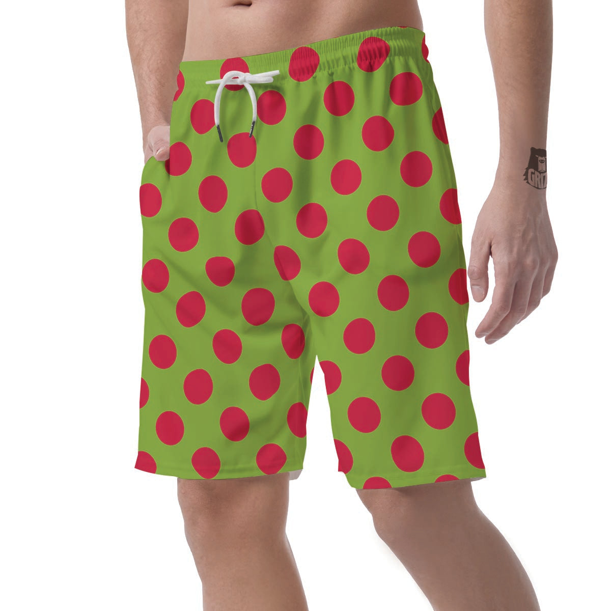 Green And Red Polka Dot Men's Shorts-grizzshop