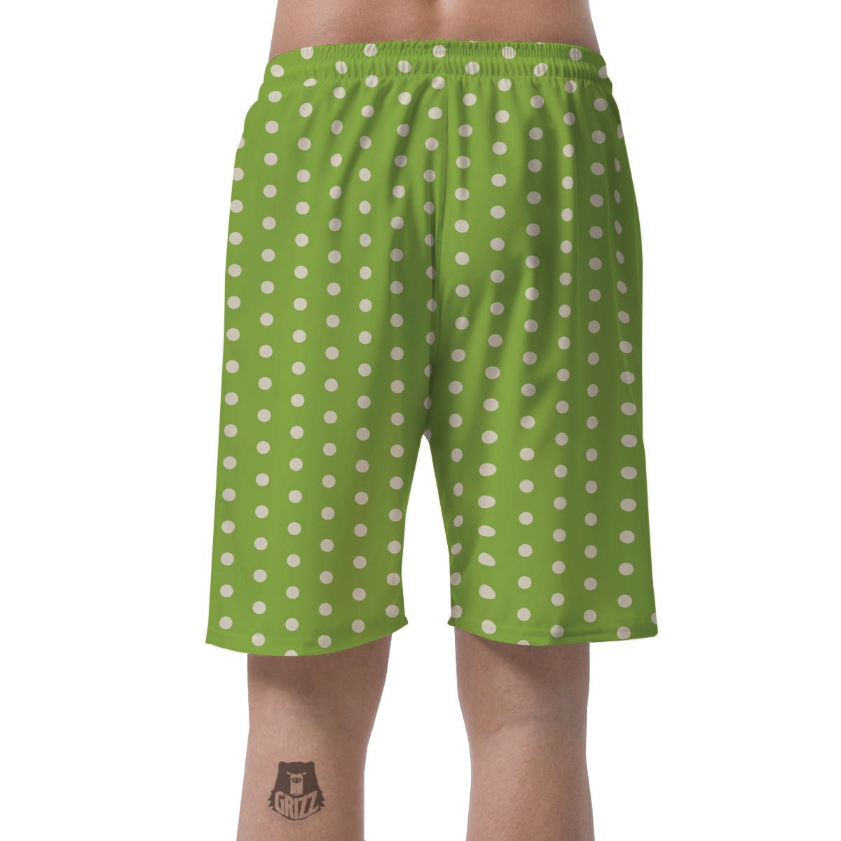 Green And White Polka Dot Men's Shorts-grizzshop