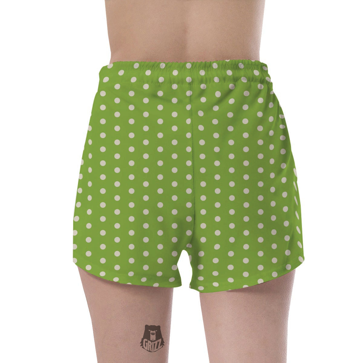 Green And White Polka Dot Women's Shorts-grizzshop
