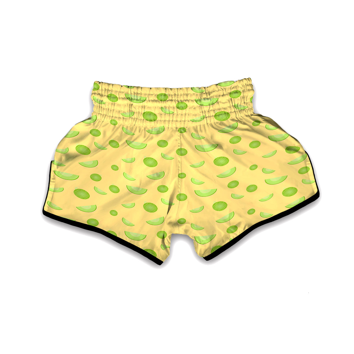 Green And Yellow Melon Print Pattern Muay Thai Boxing Shorts-grizzshop