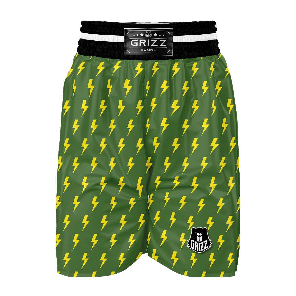Green And Yellow Thunder Print Pattern Boxing Shorts-grizzshop