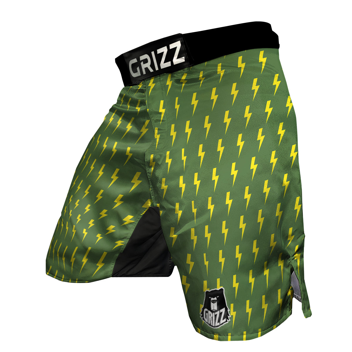 Green And Yellow Thunder Print Pattern MMA Shorts-grizzshop