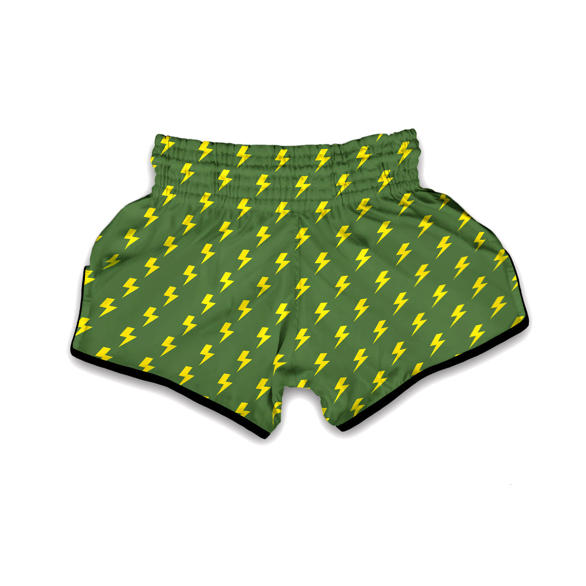 Green And Yellow Thunder Print Pattern Muay Thai Boxing Shorts-grizzshop