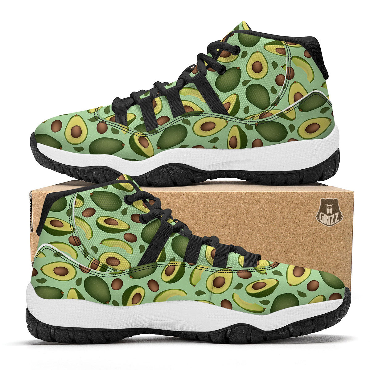 Green Avocado Black Bball Shoes-grizzshop