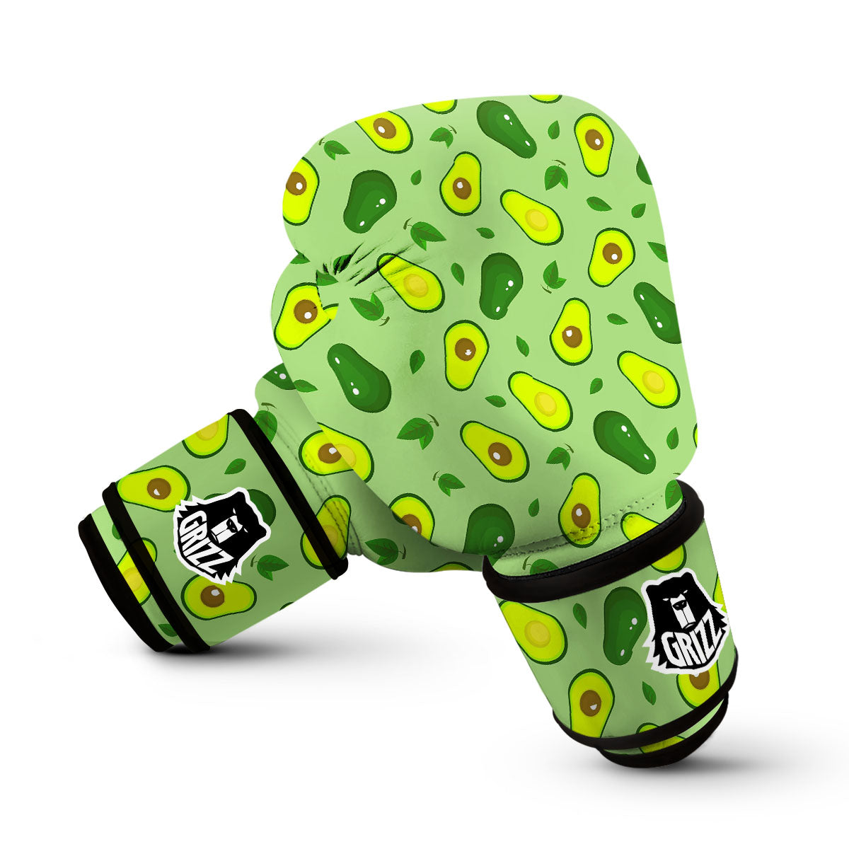 Green Avocado Pattern Boxing Gloves-grizzshop