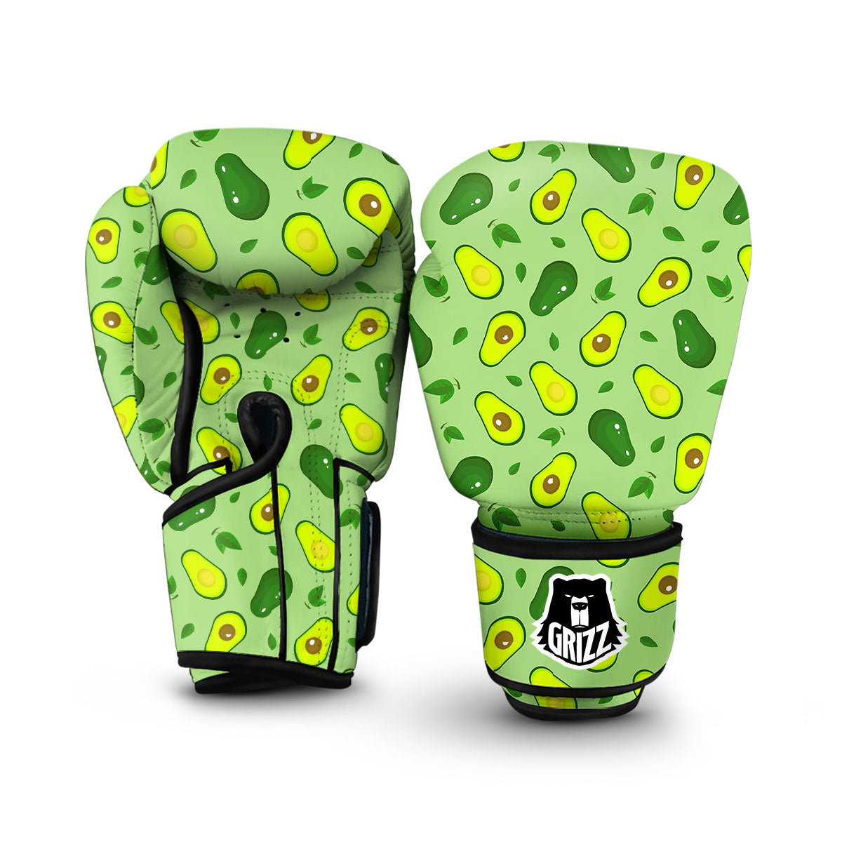 Green Avocado Pattern Boxing Gloves-grizzshop