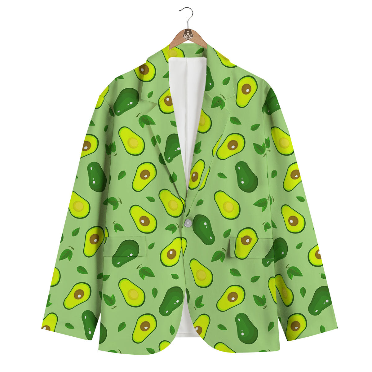 Green Avocado Pattern Men's Blazer-grizzshop