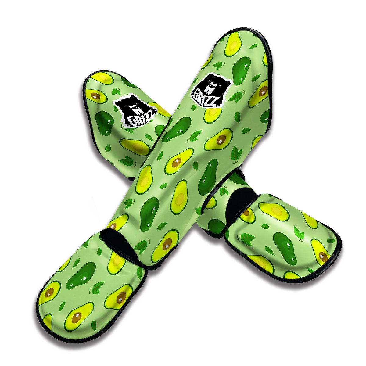 Green Avocado Pattern Muay Thai Shin Guards-grizzshop