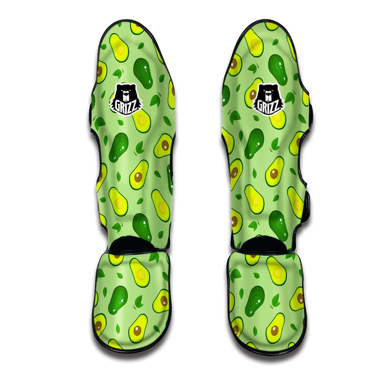 Green Avocado Pattern Muay Thai Shin Guards-grizzshop