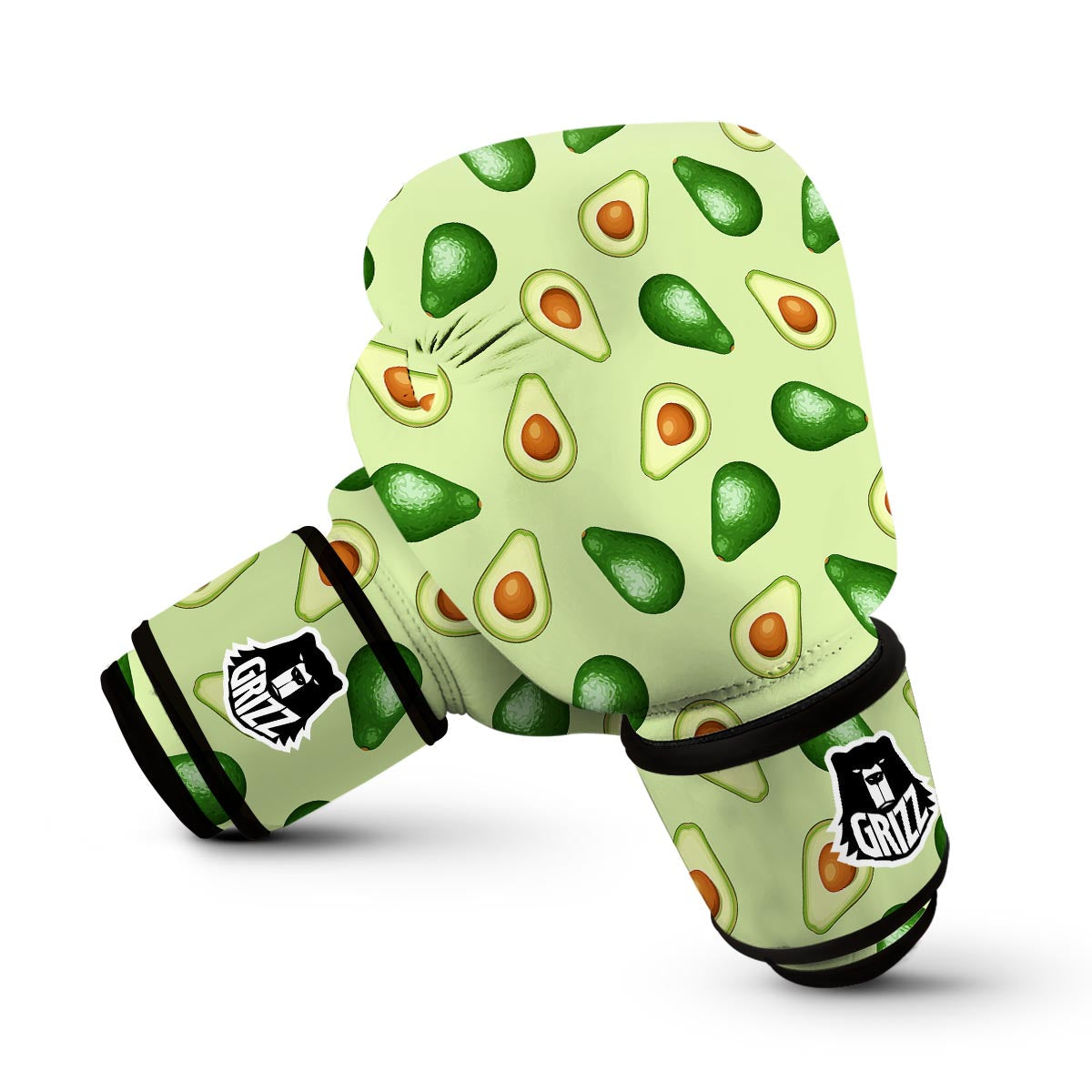 Green Avocado Patttern Print Boxing Gloves-grizzshop