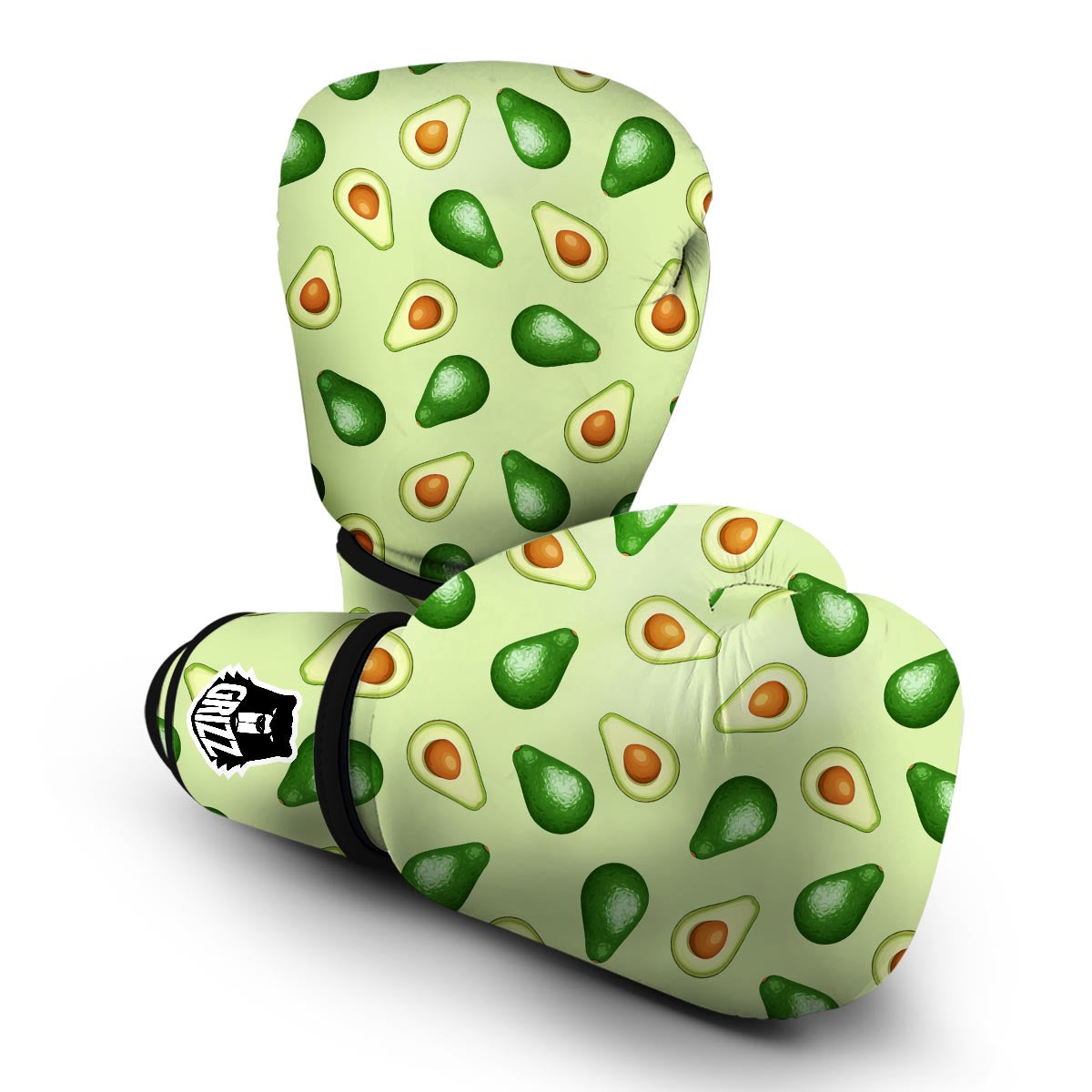 Green Avocado Patttern Print Boxing Gloves-grizzshop