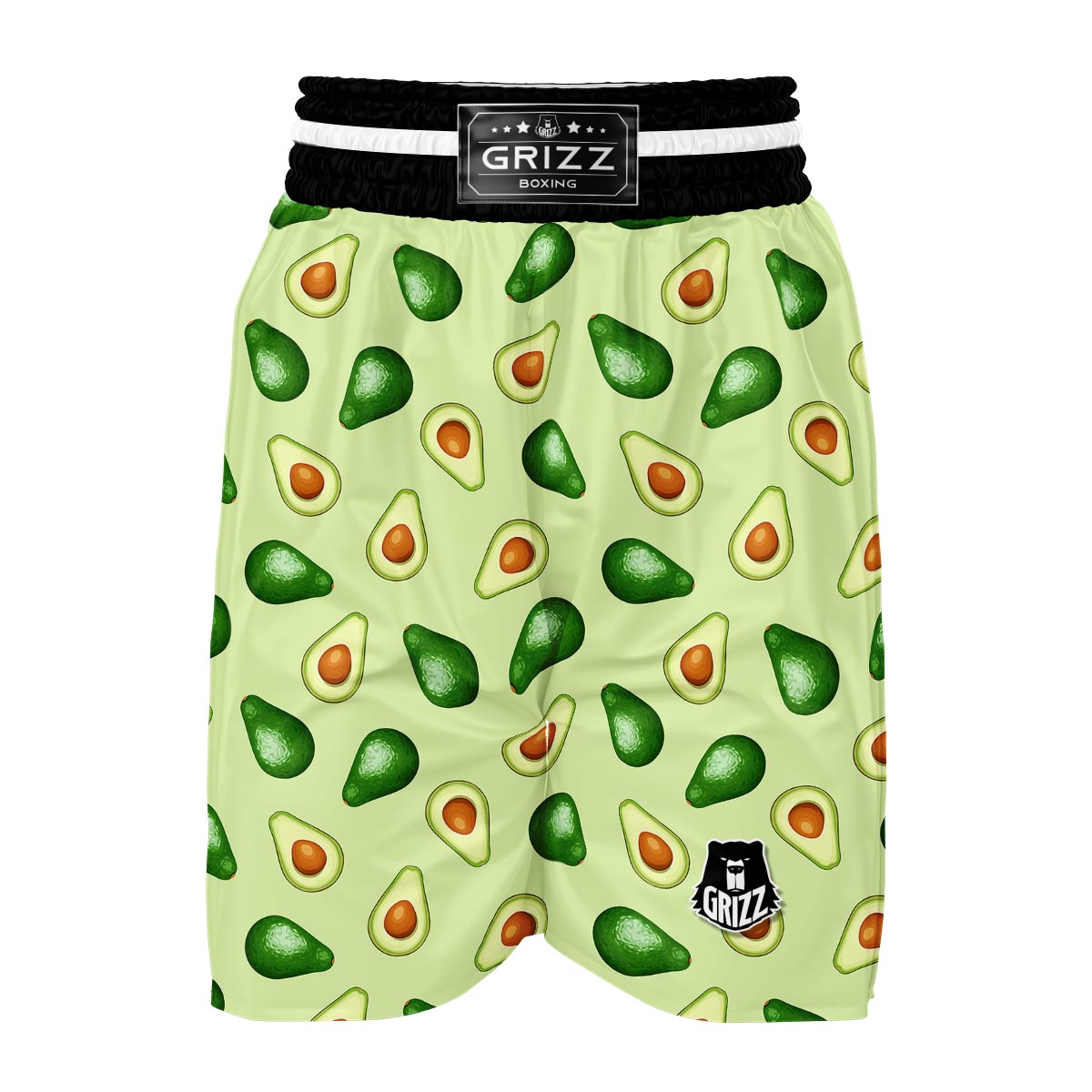 Green Avocado Patttern Print Boxing Shorts-grizzshop