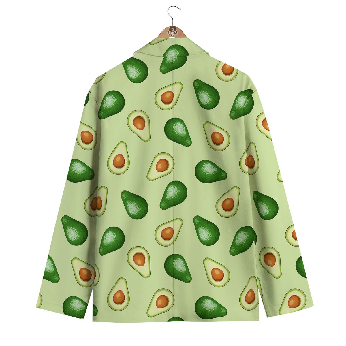 Green Avocado Patttern Print Men's Blazer-grizzshop