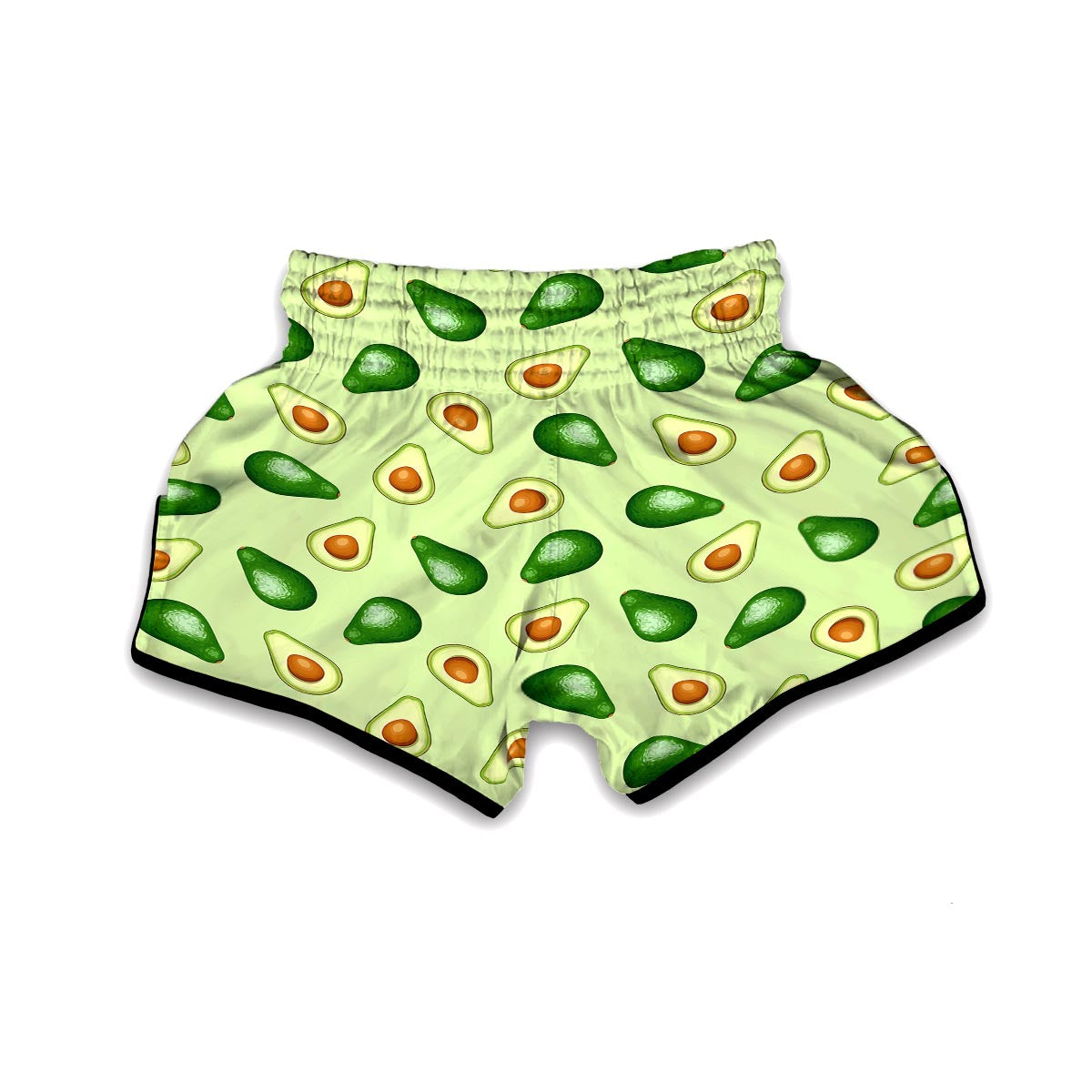 Green Avocado Patttern Print Muay Thai Boxing Shorts-grizzshop