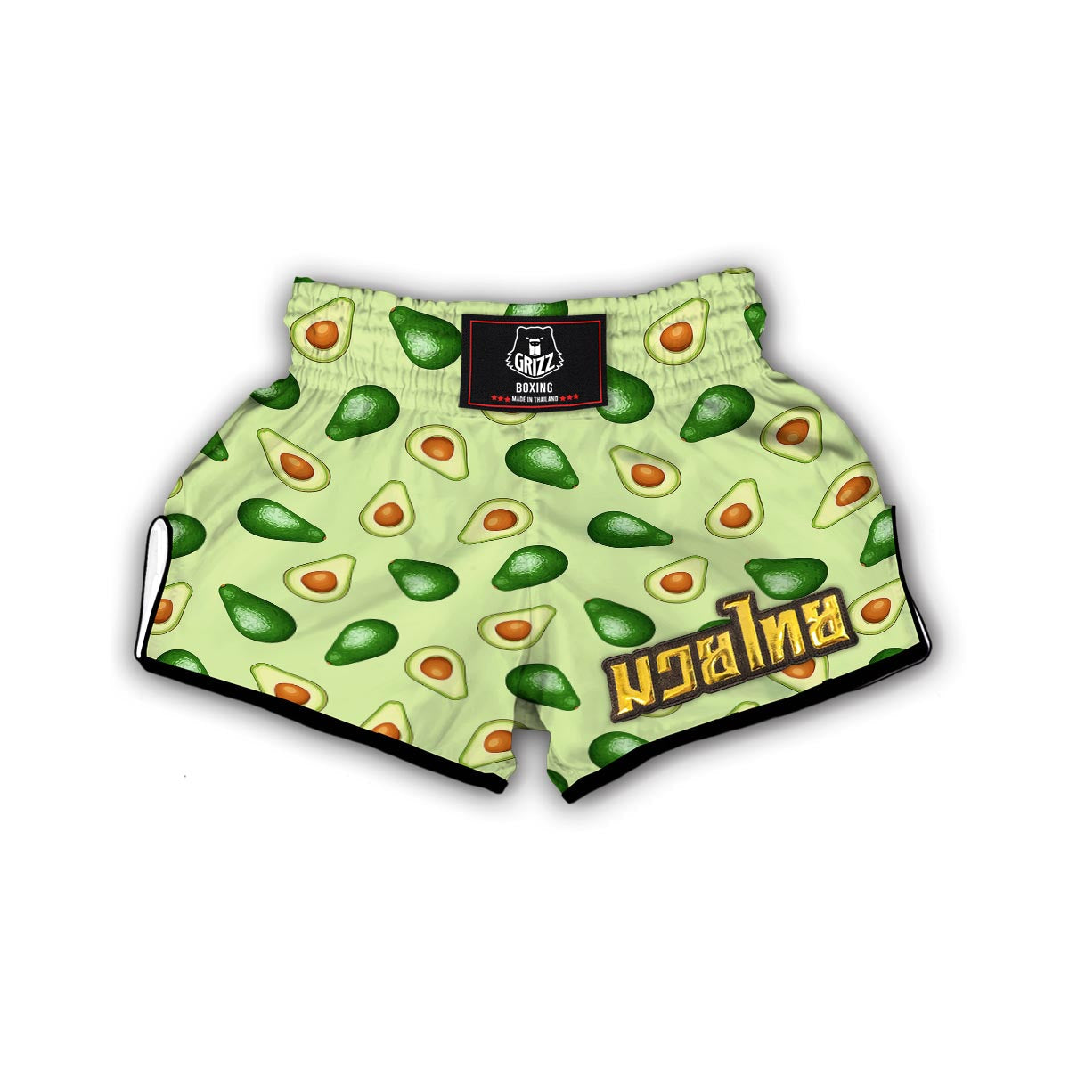 Green Avocado Patttern Print Muay Thai Boxing Shorts-grizzshop