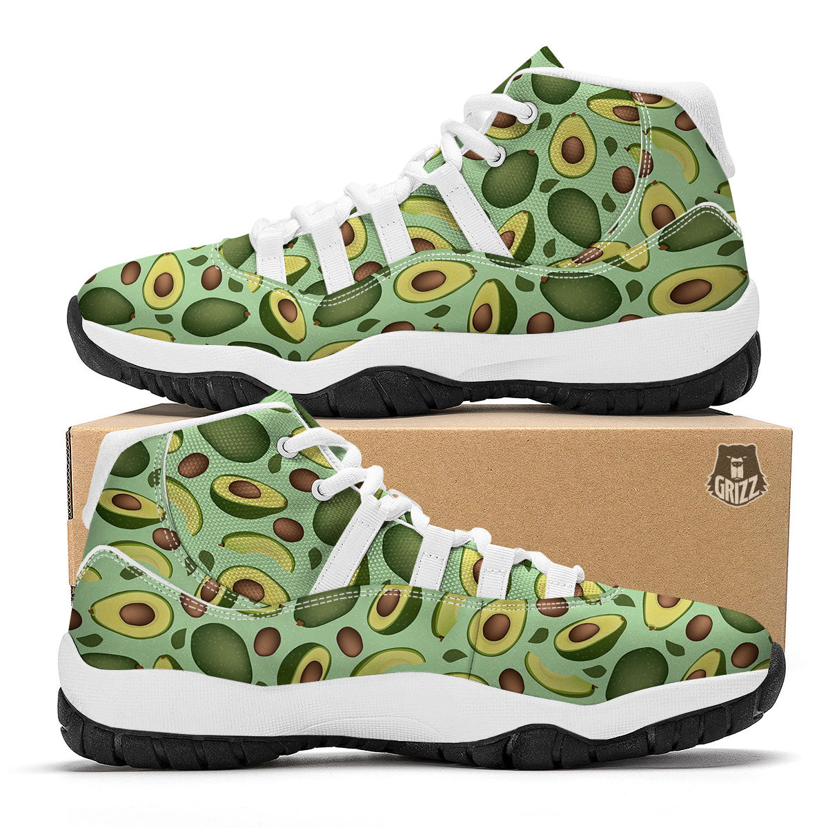 Green Avocado White Bball Shoes-grizzshop