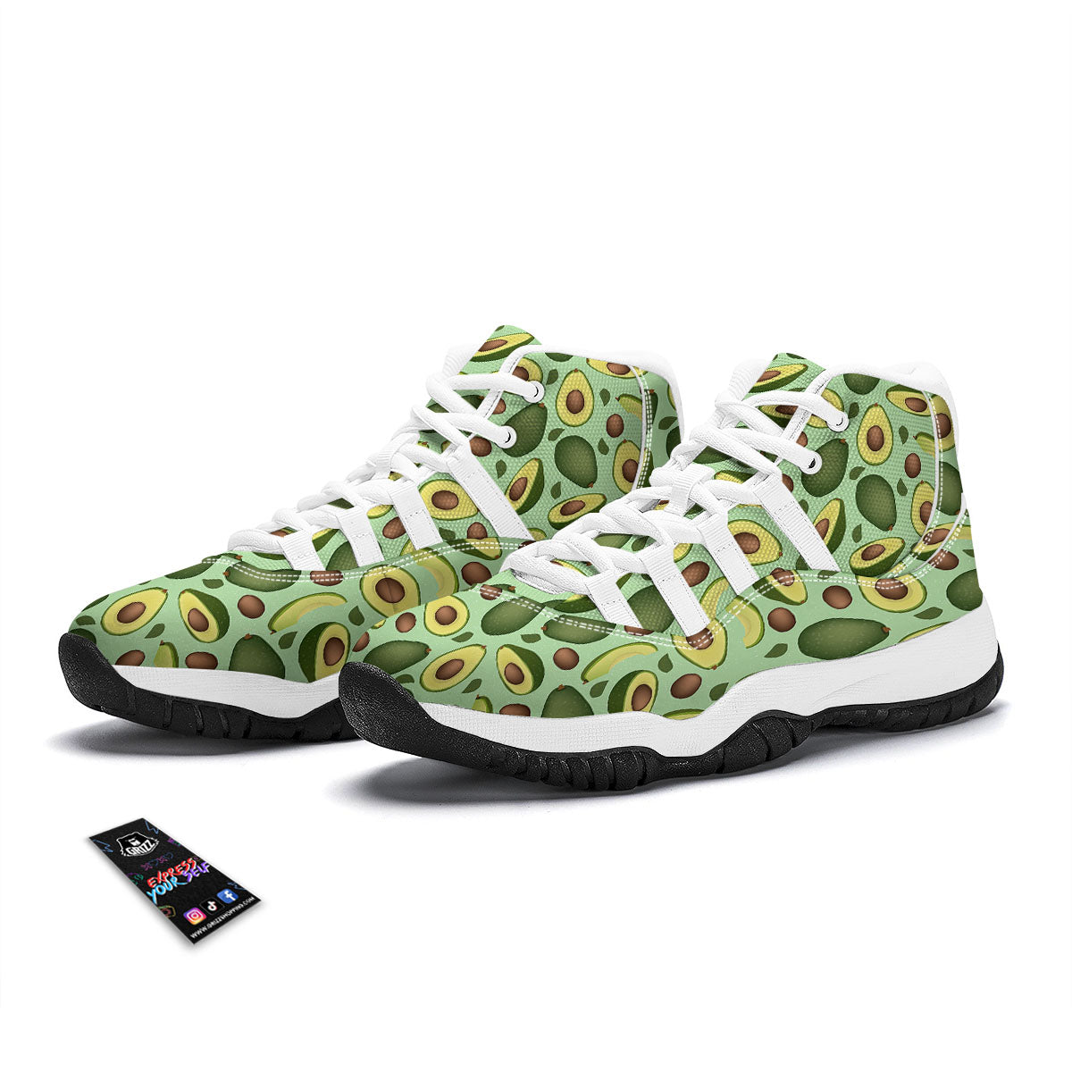 Green Avocado White Bball Shoes-grizzshop