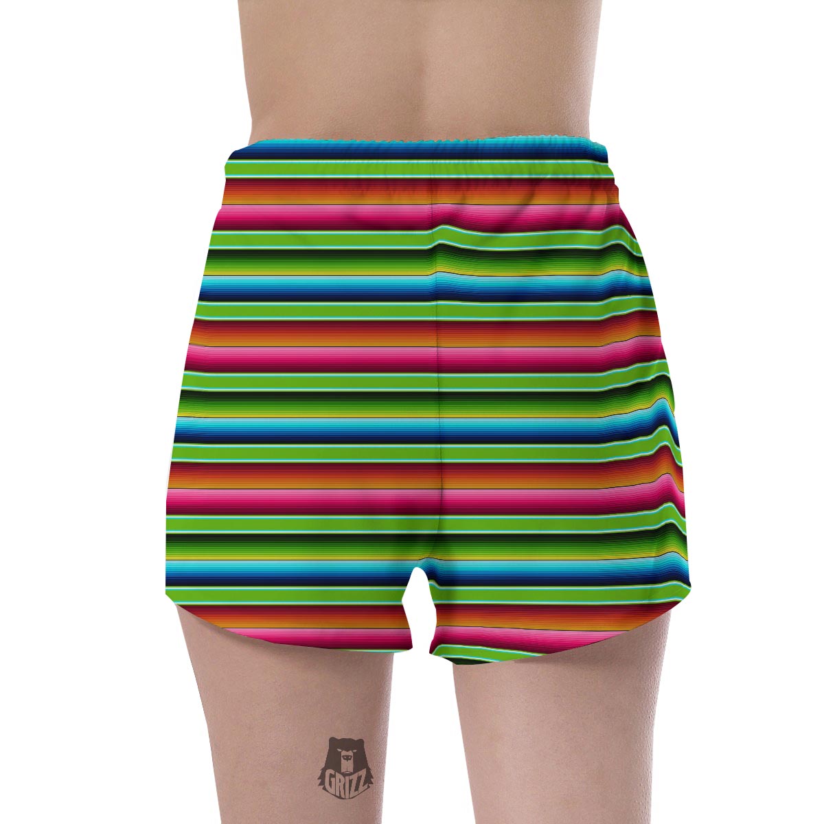 Green Baja Serape Women's Shorts-grizzshop