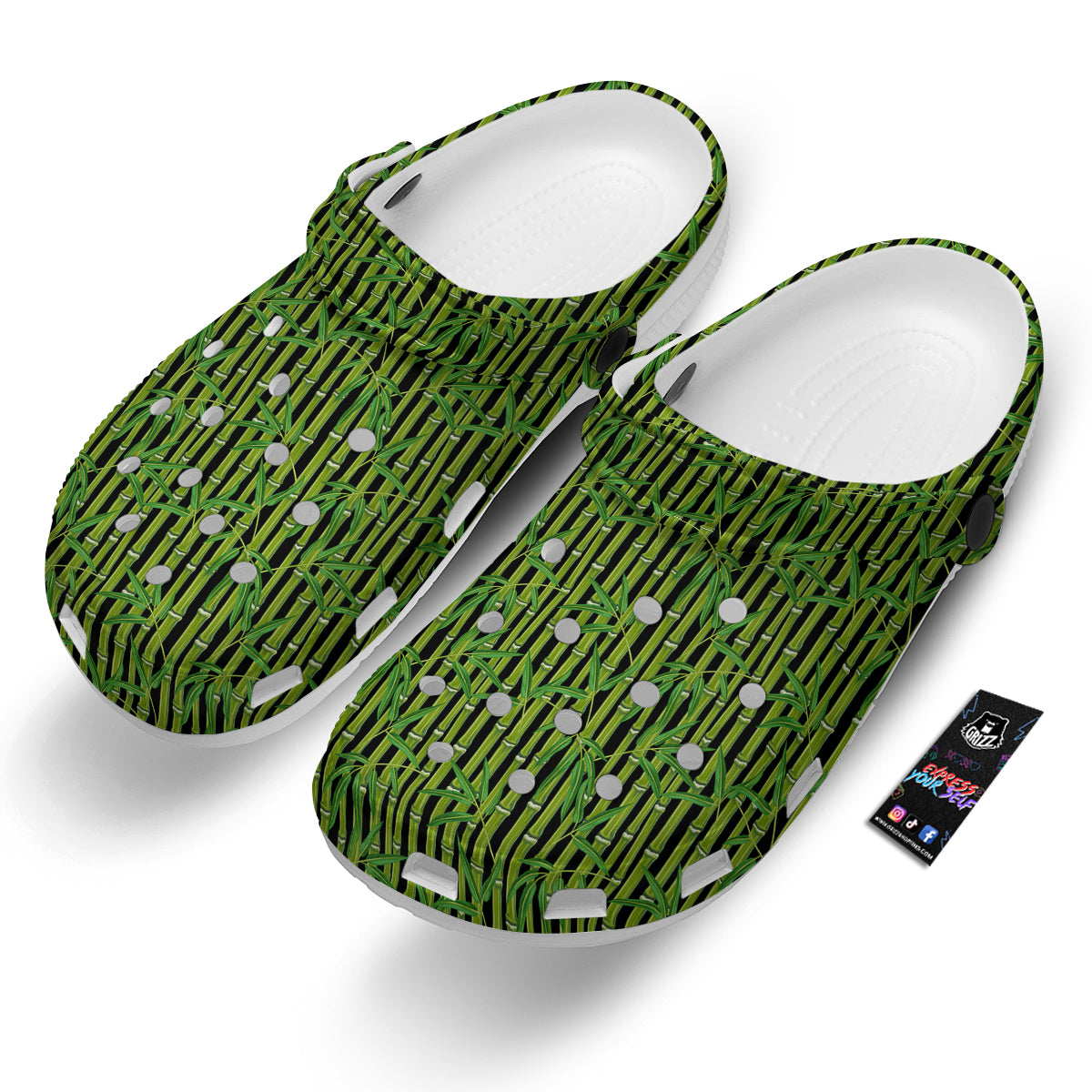 Green Bamboo And Leaves Print Pattern Clog-grizzshop