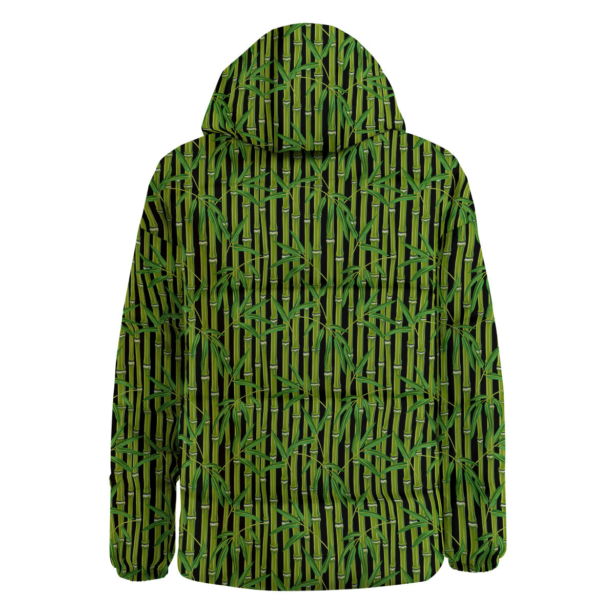 Green Bamboo And Leaves Print Pattern Down Jacket-grizzshop