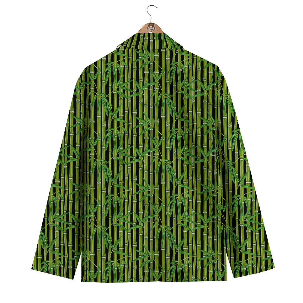 Green Bamboo And Leaves Print Pattern Men's Blazer-grizzshop