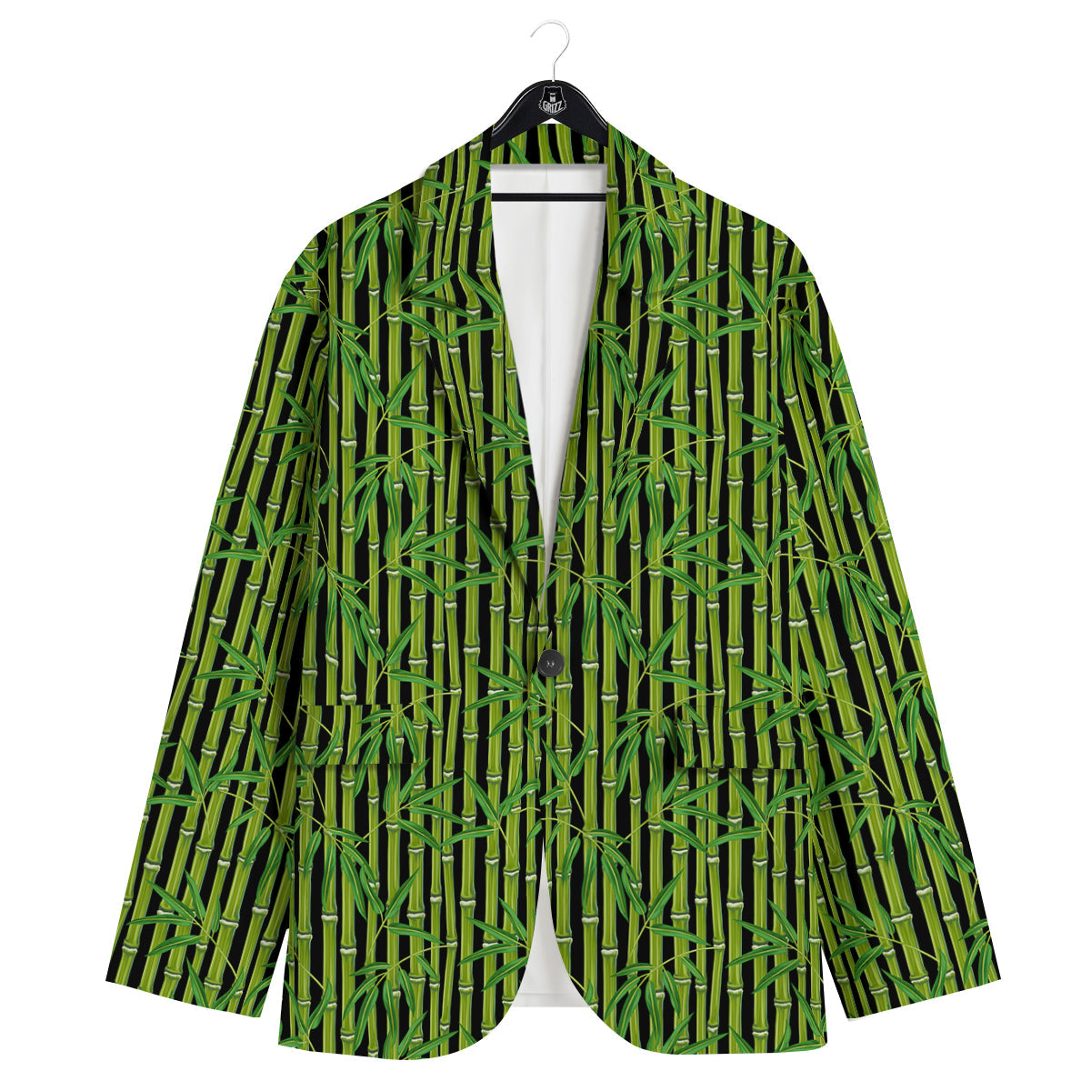 Green Bamboo And Leaves Print Pattern Men's Sport Coat-grizzshop