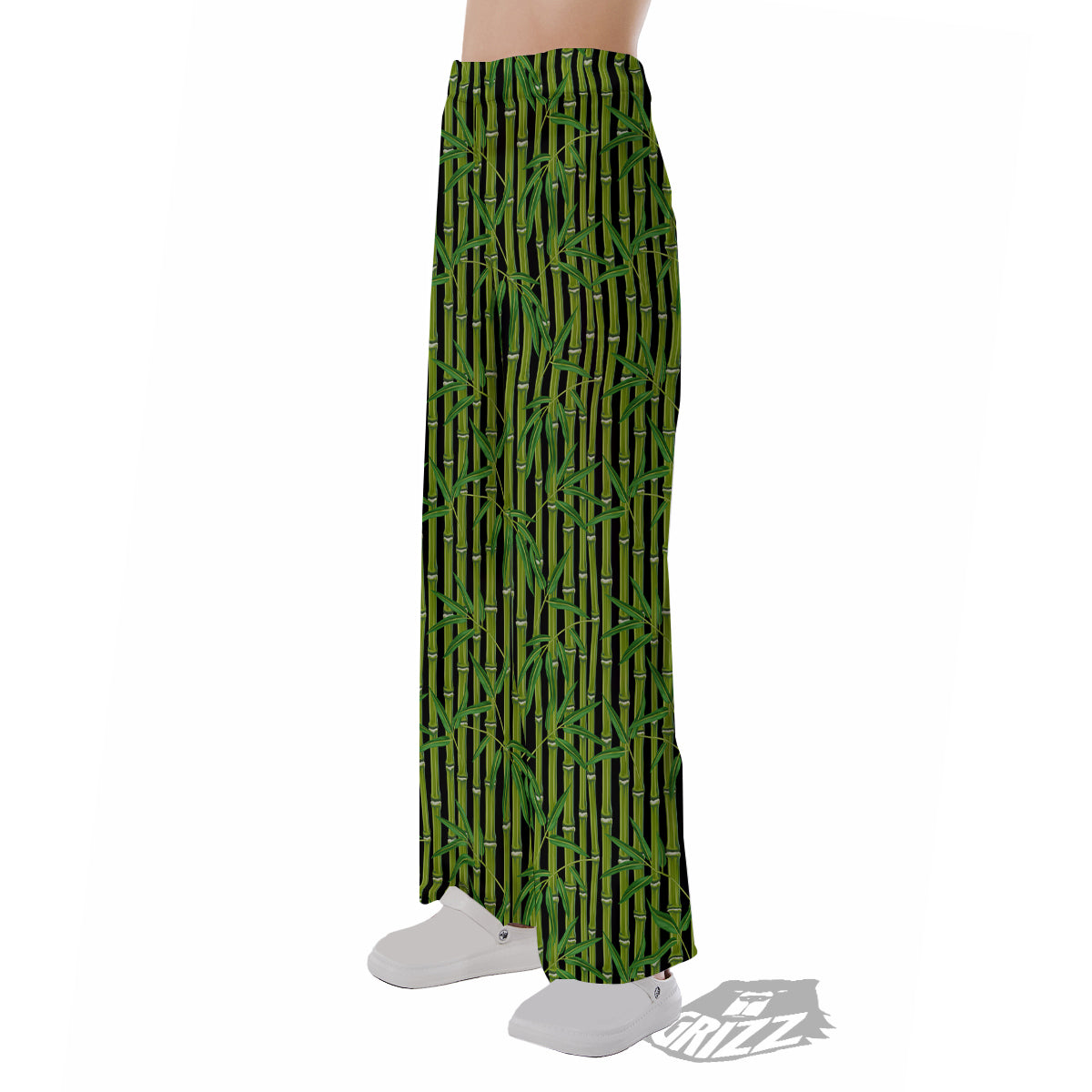 Green Bamboo And Leaves Print Pattern Pajama Pants-grizzshop
