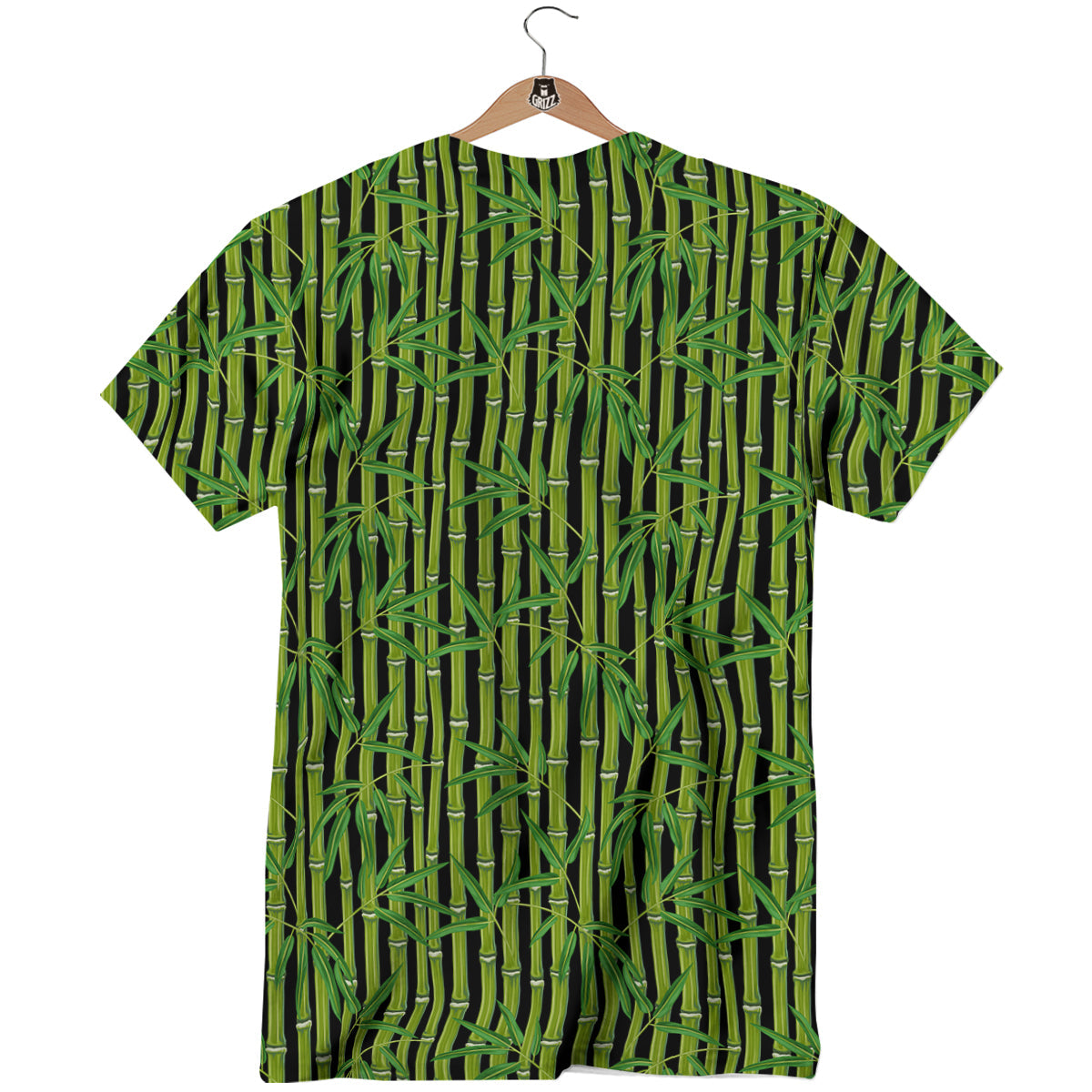 Green Bamboo And Leaves Print Pattern T-Shirt-grizzshop