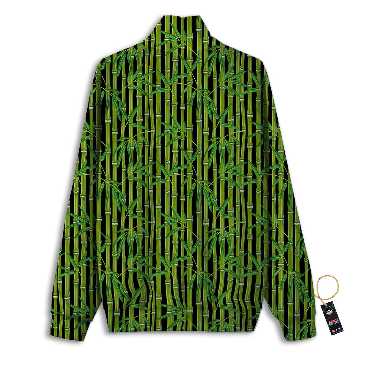 Green Bamboo And Leaves Print Pattern Track Jacket-grizzshop