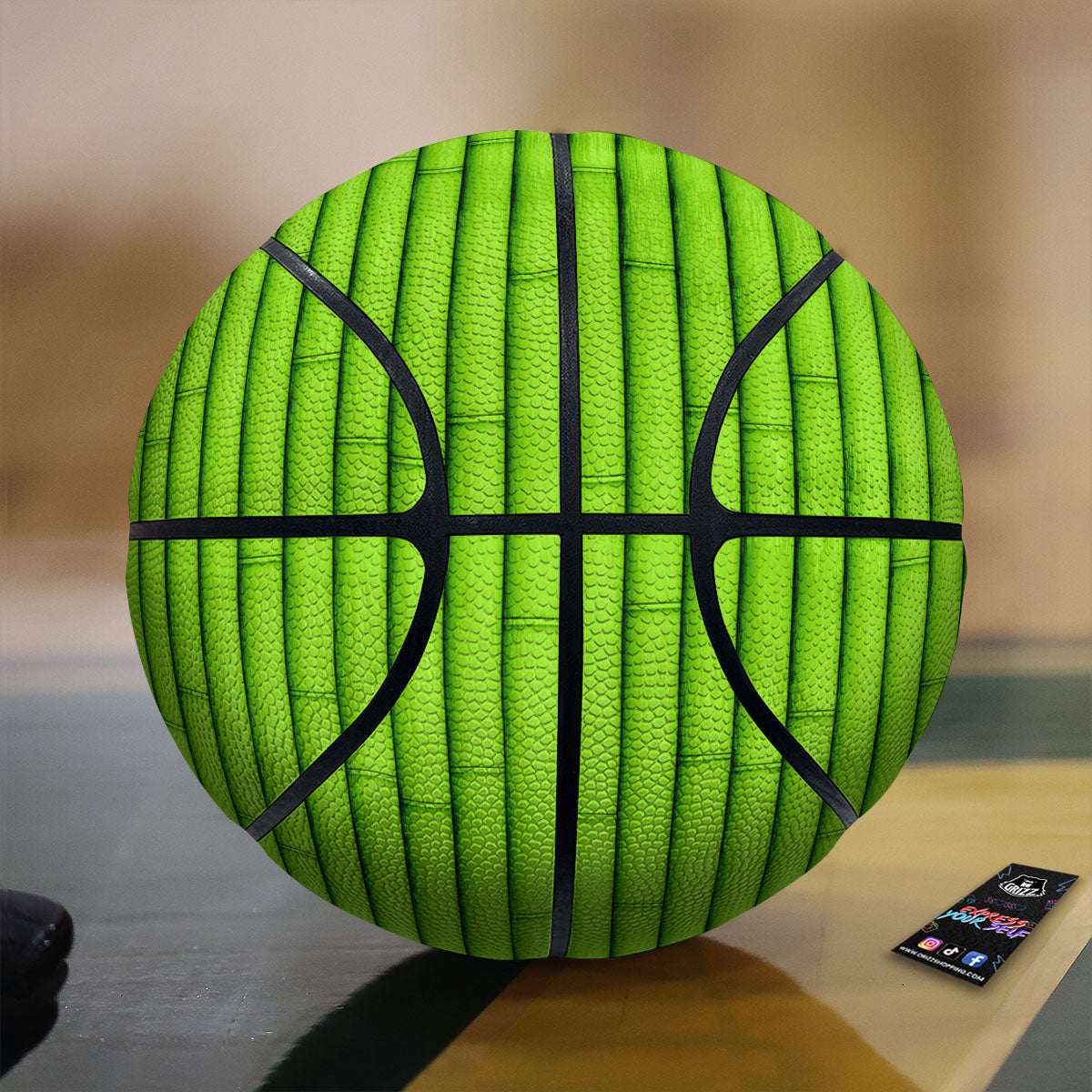 Green Bamboo Print Basketball-grizzshop