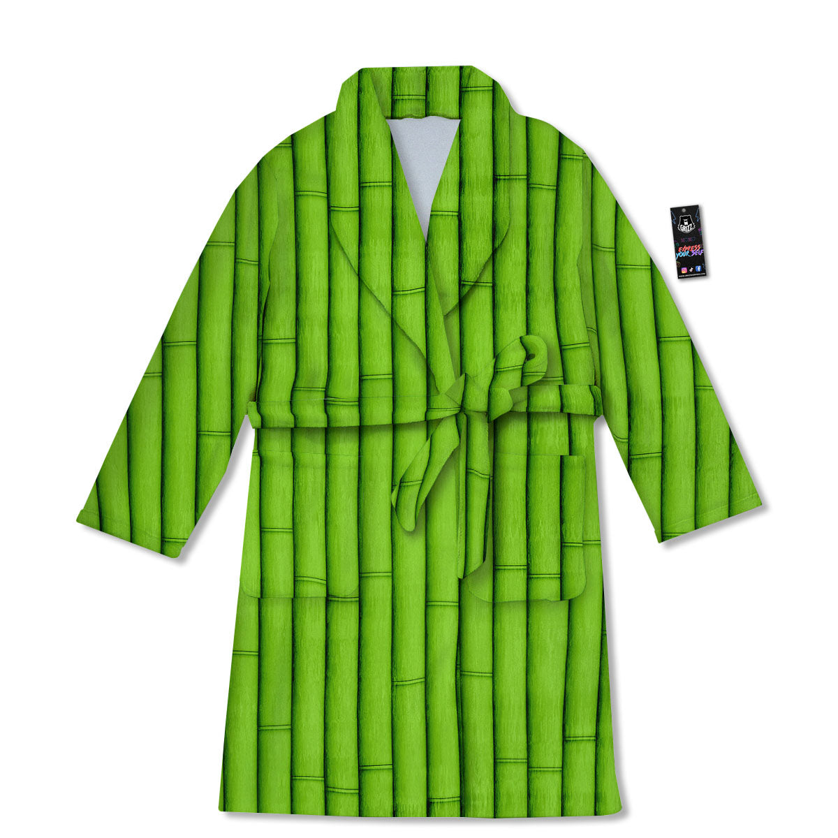 Green Bamboo Print Bathrobe-grizzshop