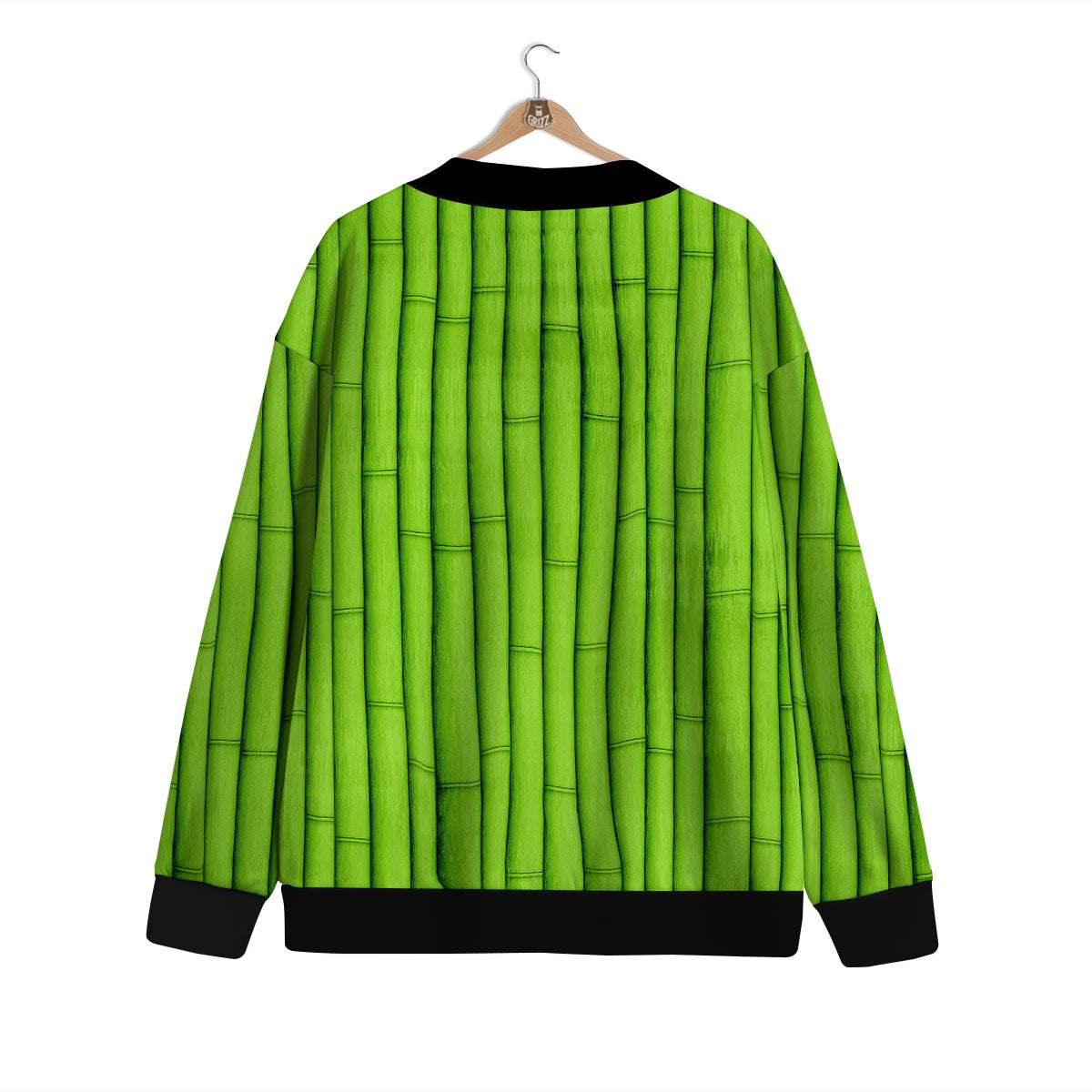 Green Bamboo Print Cardigan-grizzshop
