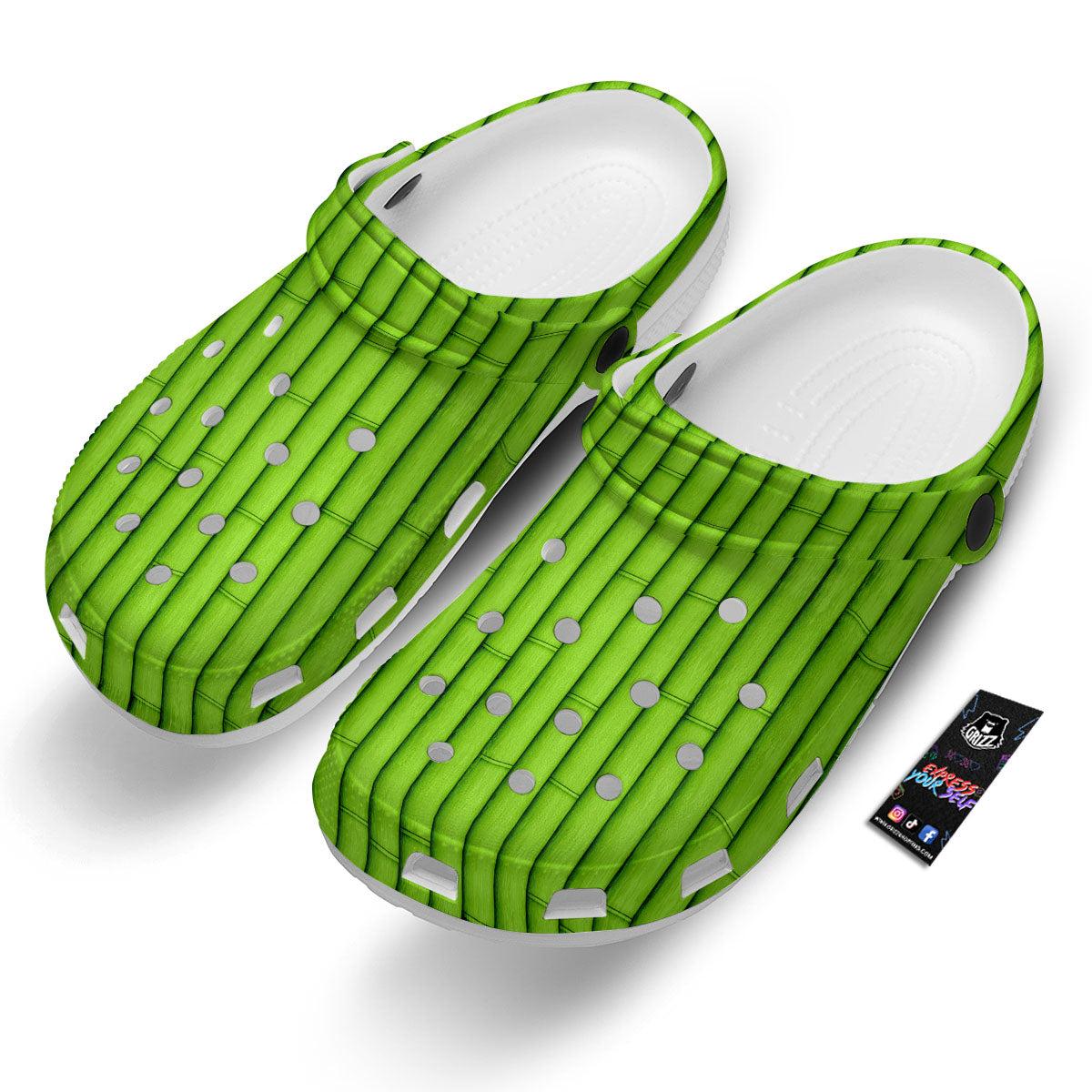 Green Bamboo Print Clog-grizzshop