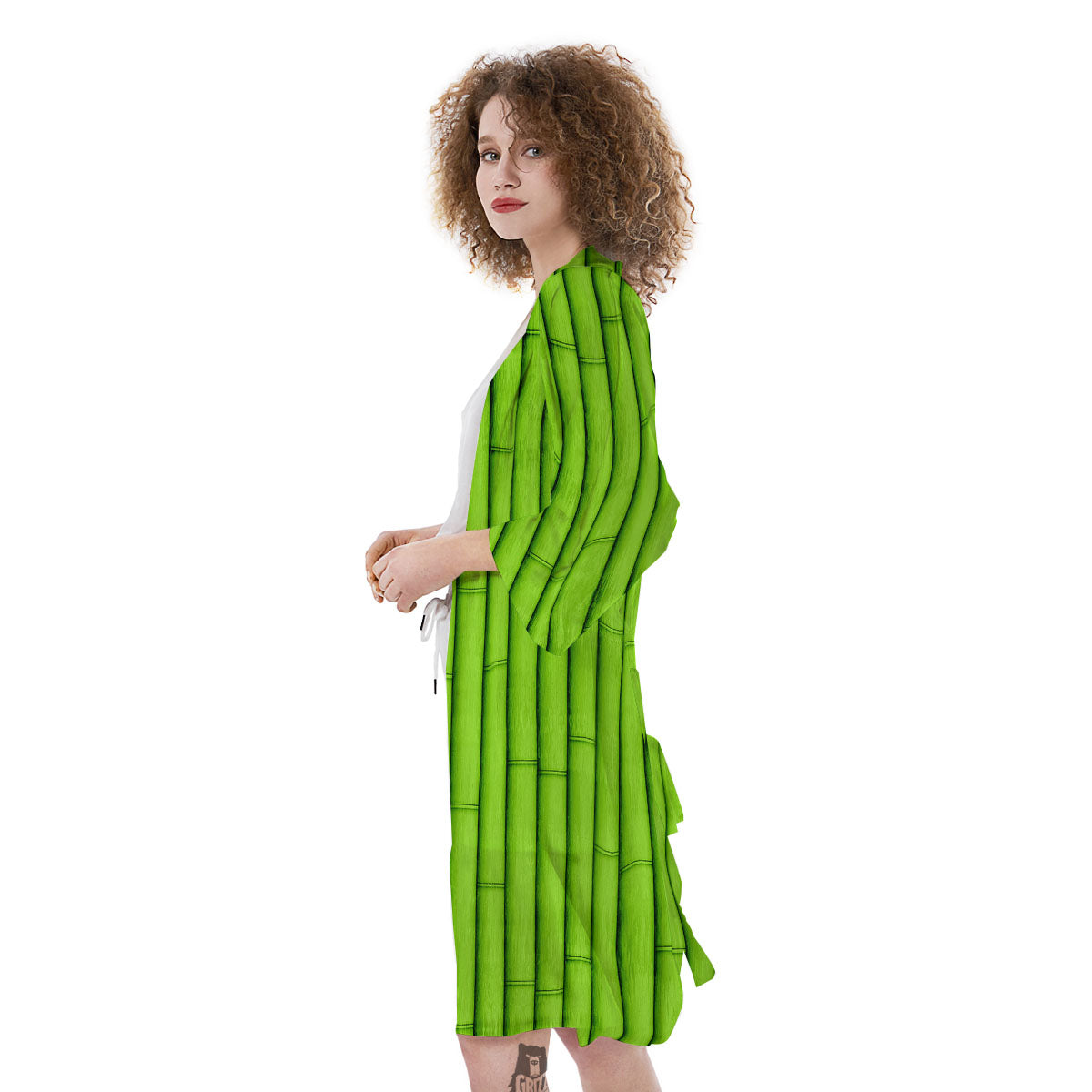 Green Bamboo Print Kimono-grizzshop