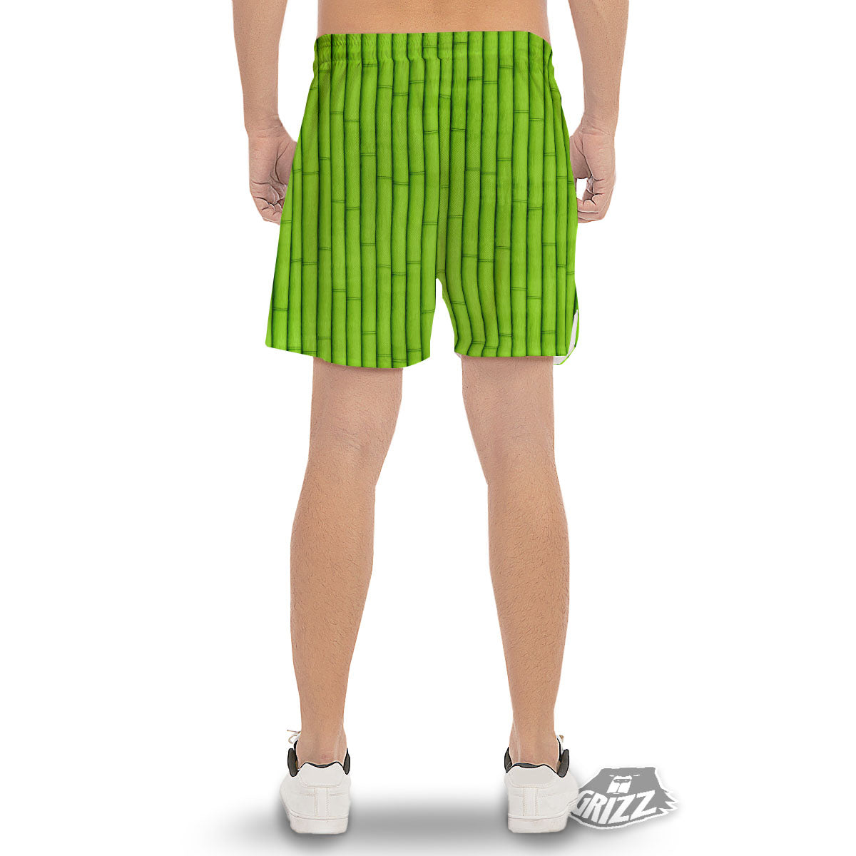 Green Bamboo Print Men's Gym Shorts-grizzshop