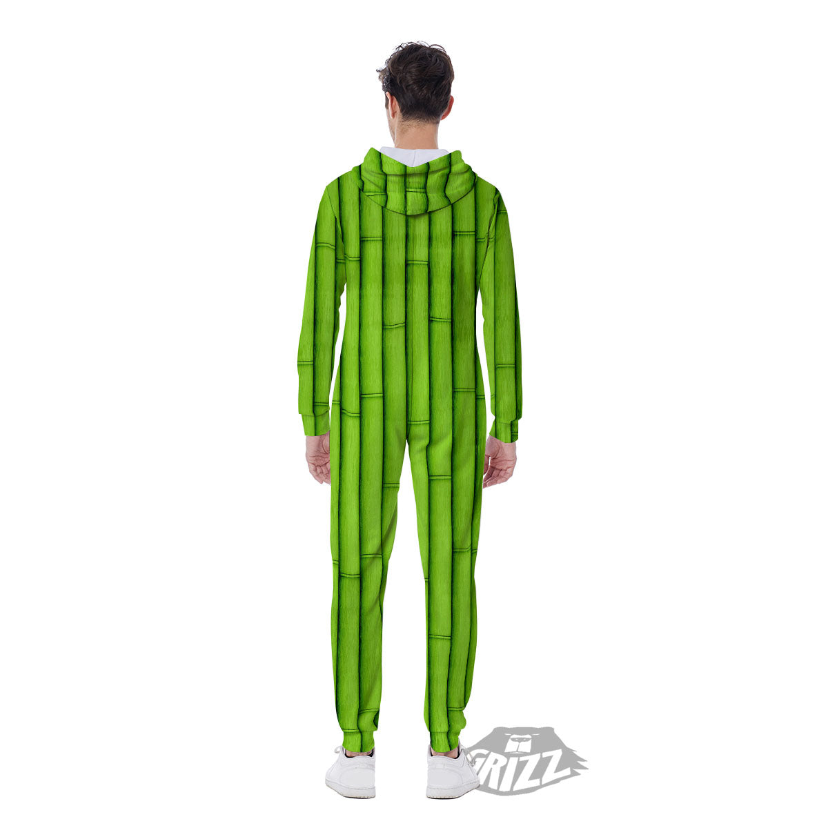 Green Bamboo Print Men's Jumpsuit-grizzshop