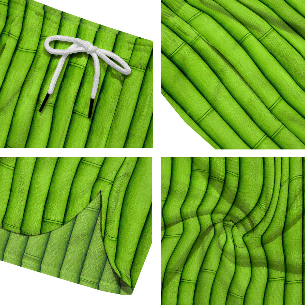 Green Bamboo Print Men's Running Shorts-grizzshop