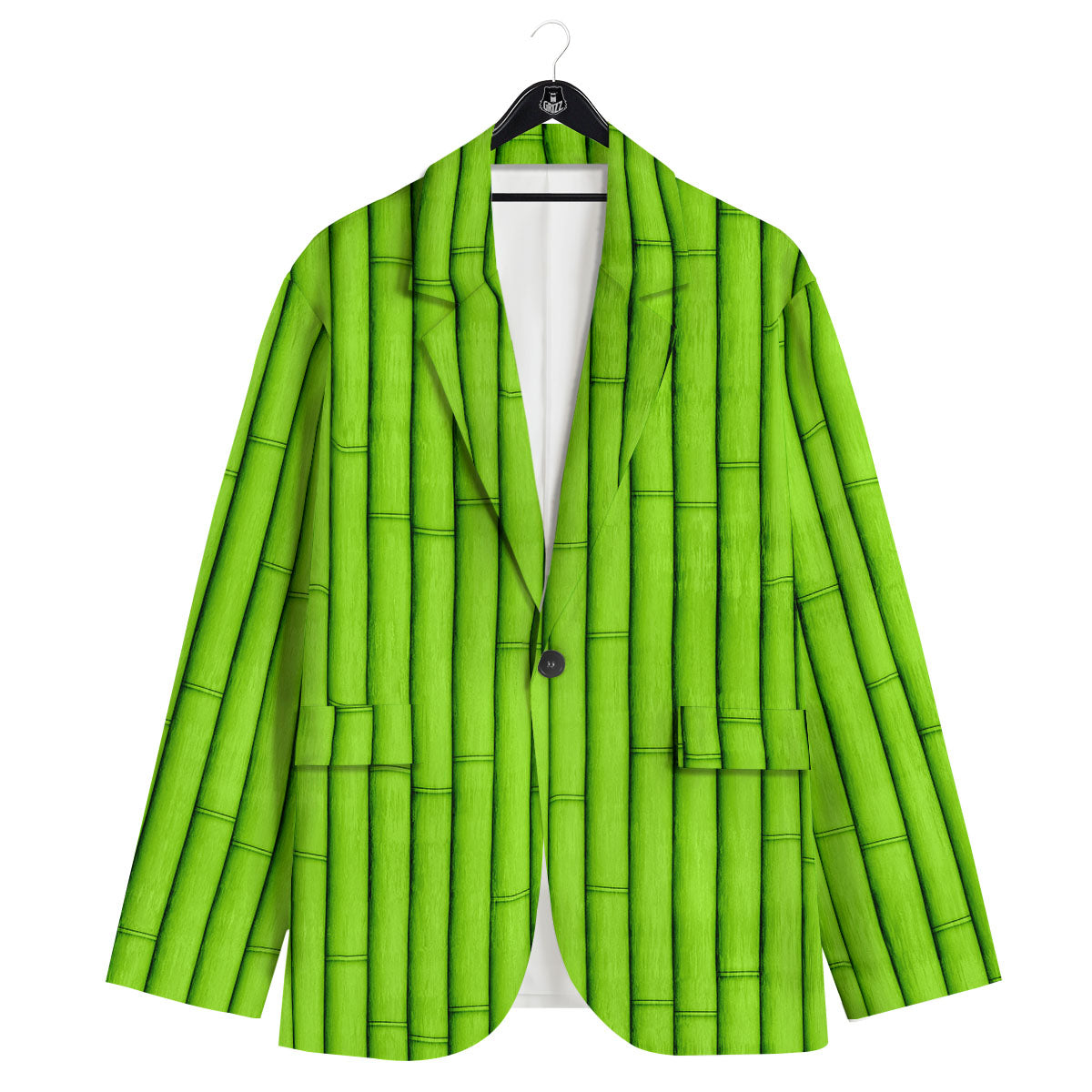 Green Bamboo Print Men's Sport Coat-grizzshop